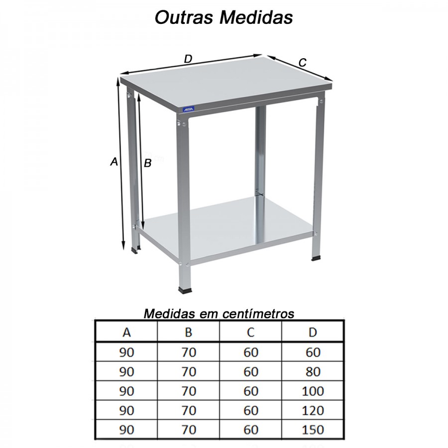 Mesa de Inox Paneleiro Liso Cego 60 x 150 - Aisa